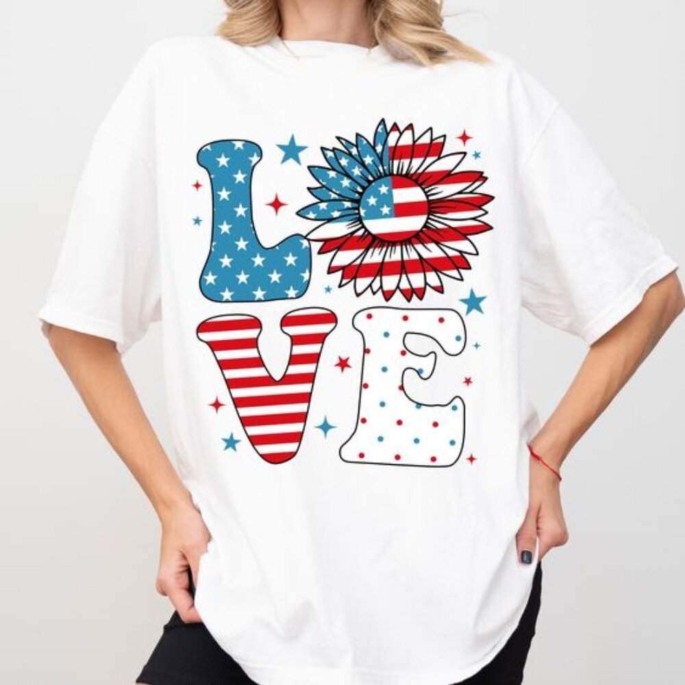 4th of July Love Shirt, USA Shirt, Fourth of July Shirt, America Freedom Shirt - Picture 1 of 5